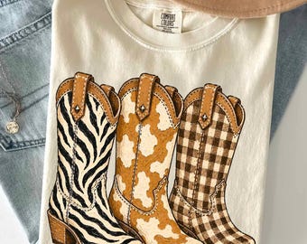 Cowboy Boots PNG, Brushstroke Checkered Png, Leopard Print PNG, Polka Dots png, Western Cowgirl Design