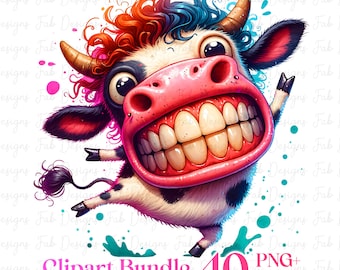 Funny Watercolor Animal Clipart Bundle (40 PNG JPG) - Nursery Art (Digital Download)