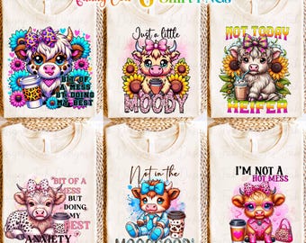 Funny Highland Cow Shirt PNGs Bundle, Funny Sarcastic Shirt PNG Bundle, Funny Sassy Highland cow Cow Shirt Design Bundle, Sarcastic Cow Png