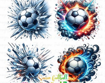 Watercolor Football Clipart Bundle: 15 Soccer PNGs (Digital Download)