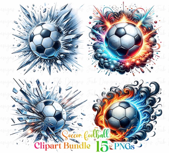 Watercolor Football Clipart Bundle: 15 Soccer PNGs (Digital Download)