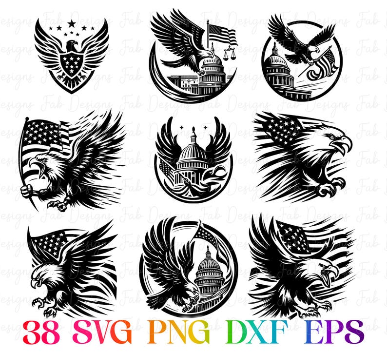 40 American Flag Eagle SVG, 4th of July SVG Bundle, Patriotic SVG ...