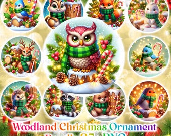 Christmas Woodland Animals Ornament PNG Bundle: 3D Sublimation Designs (Digital Download