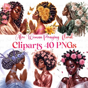 Praying Black Girl Clipart: Faith Afro Girl PNG (Digital Download)