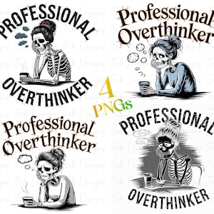 Professional Overthinker PNG Design: Retro Typewriter Font (Digital Download)