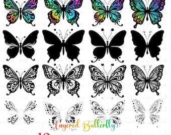 10 Floral Butterfly SVG, Butterfly Bundle SVG Files, Butterfly SVG, Butterfly Files for Cricut Butterfly Clipart Butterflies Svg Silhouette