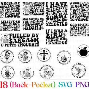 18 Snarky skulls bundle designs SVG, Adult humor svg, Sarcastic bundle svg, Funny skeleton bundle svg, skeleton svg, Sassy Bundle svg