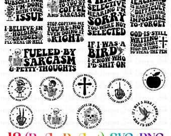 18 Snarky skulls bundle designs SVG, Adult humor svg, Sarcastic bundle svg, Funny skeleton bundle svg, skeleton svg, Sassy Bundle svg