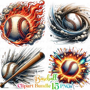 15 Baseball Watercolor Clipart Bundle (Digital Download)