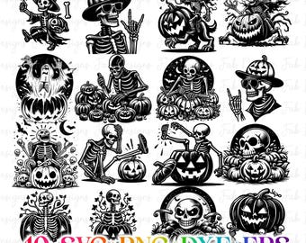 40 Halloween-Kürbis-Skelett SVG-Bundle, Halloween-Svg, Thanksgiving, Herbst Svg, Png, Svg-Dateien für Cricut, Silhouette, Kürbis Sublimation