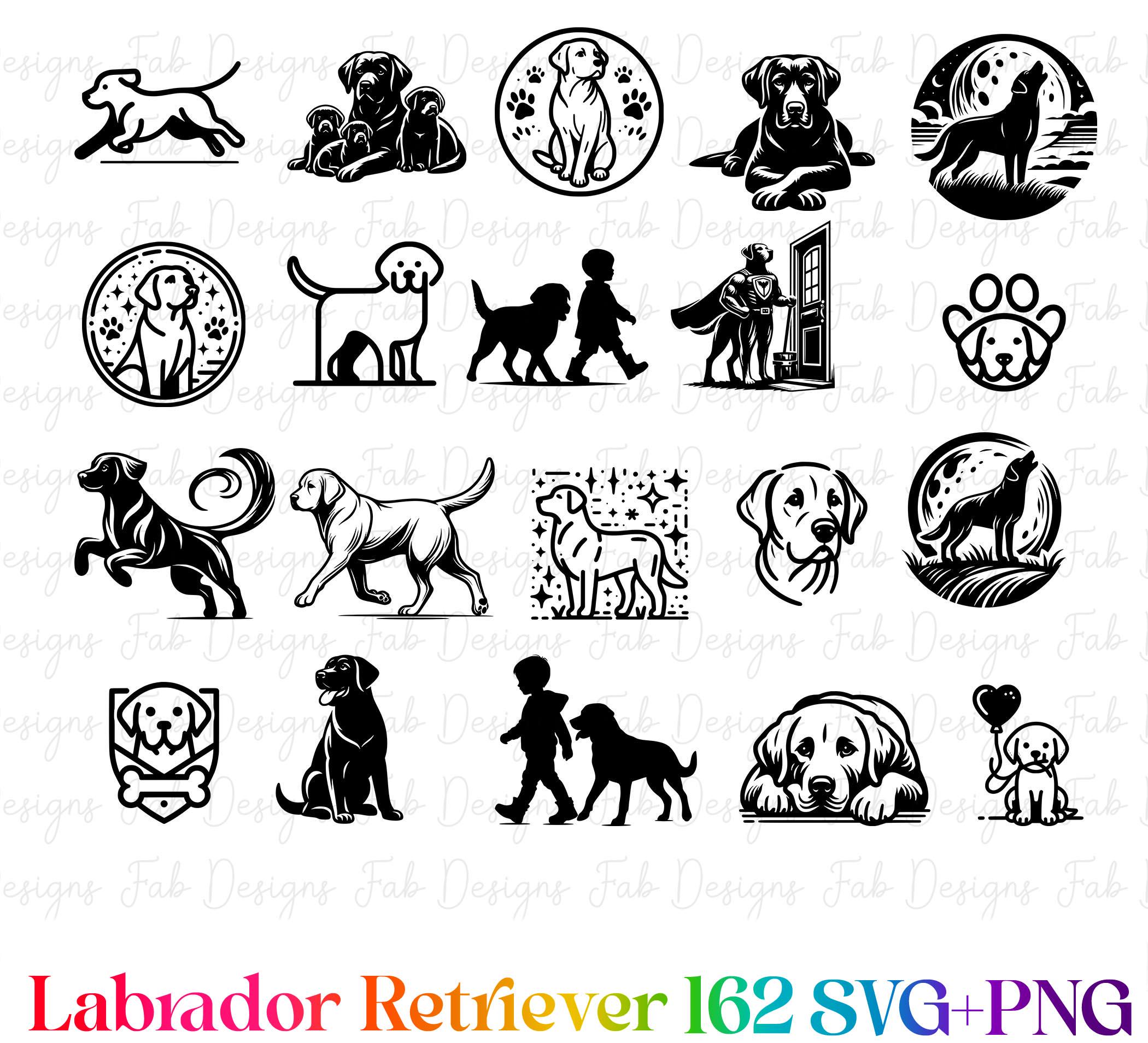 Labrador Retriever Clipart Bundle: Hand-drawn Dog SVG PNG (162 Designs ...