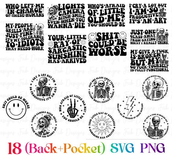 18 Snarky skulls bundle designs SVG, Adult humor svg, Sarcastic bundle svg, Funny skeleton bundle svg, skeleton svg, Sassy Bundle svg