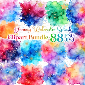 88 Abstract Dreany Glitter Watercolor Splash Clipart PNG Paint Splatter Alcohol Ink Clipart, Paint Splatter Abstract, Colorful Color Splash