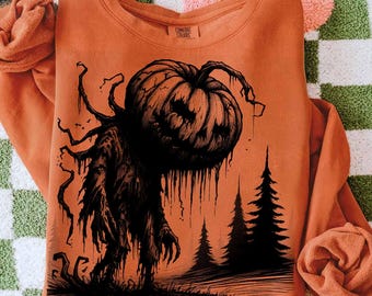 Abóbora de Halloween de terror PNG: Design de temporada assustadora (download digital)