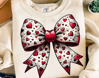 Valentine's day Heart Coquette bow Png, valentine's day bow png, Retro Valentine Shirt Design, Valentine's Day Png, Valentine Love Shirt Png