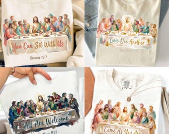 Christian Last Supper PNG, You can sit with Us Romans 15:7, Brushstroke Religion PNG, Bible Verse Sublimation, Christian png, Faith, Jesus