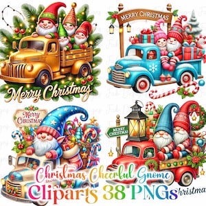 38 Watercolor Christmas Night Gnomes Collection Clipart, Christmas Clipart, Christmas Gnome Clipart, Winter Gnomes PNG, Commercial Use