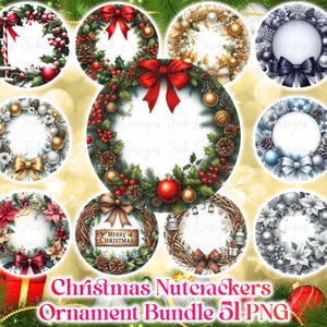 51 cadre rond ornement de Noël Bundle PNG, sublimation designs, Noël PNG Bundle, ornement de Noël PNG designs, téléchargement numérique