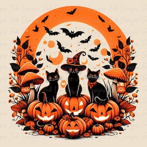 Black Cat Pumpkin Png, Ghots Cat Png, Retro halloween Png, Gothic Png, Black Cat Png, Fall Png, Halloween Cat Mama Shirt, Autumn Png