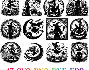 Witch SVG Bundle: 47 Halloween Cut Files (Digital Download)