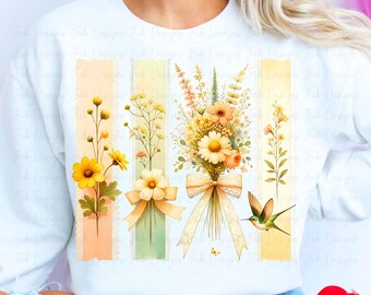 Spring Wildflowers png, Floral Brushstrokes Design, Spring Flowers, Summer png, Digital Download, PNG File, Sublimation and DTF Design