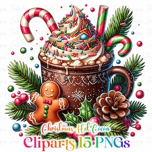 15 PNG Winter Hot Cocoa Clipart, Xmas Cocoa Clipart, Hot chocolate Clipart,Xmas Sweets,Cozy Hot Chocolate Graphics, Digital Download