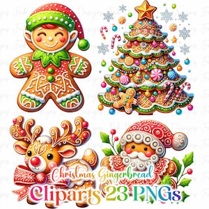 Christmas Gingerbread Clipart - 23 High Quality PNGs, Memory Book, Junk Journals, Scrapbooks, Digital Planners, Commercial Use, Sublimation