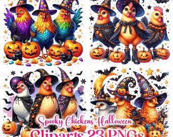 Gruseliges Huhn - Halloween PNG: Hexe, Kürbis, Spukhaus (Digital Download