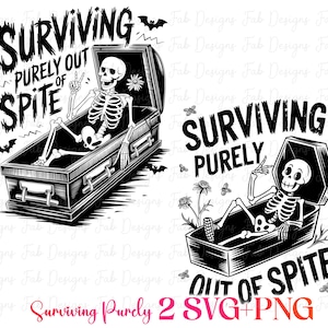 Onwillekeurig overleven skelet SVG-PNG: grappig Goth-ontwerp (digitale download)