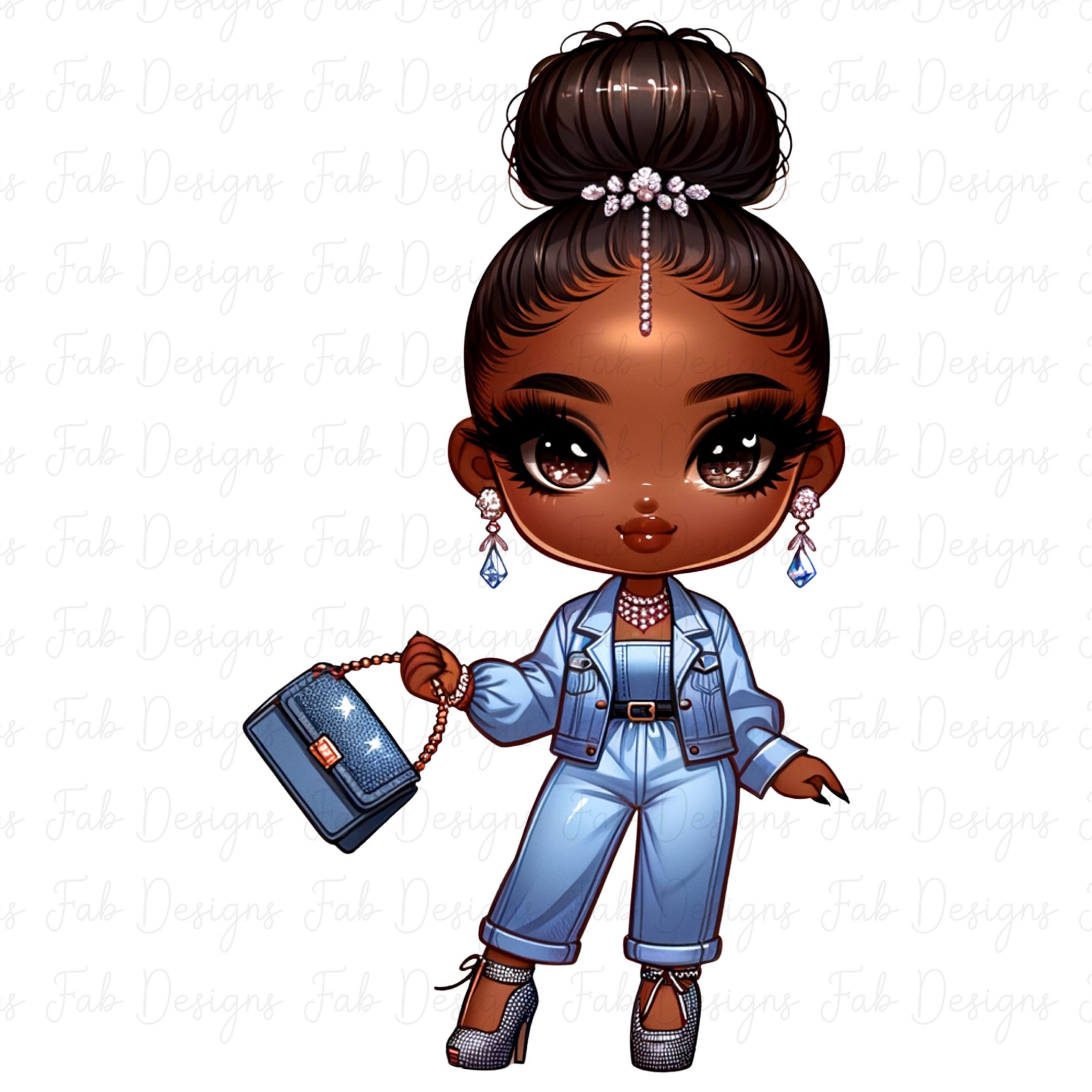 26 Chibi Black Girl Clipart Bundle: Fashion Graphics (digital Download ...