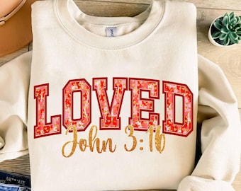 Loved John 3:16 Brushstroke PNG, Retro Valentine Png, Valentine Day Png, Bible Verse Png, Valentine's Day Png, Christian Valentine Loved PNG