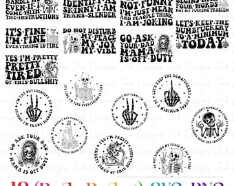 Paquete SVG de calavera sarcástica: diseños de humor para adultos (descarga digital)