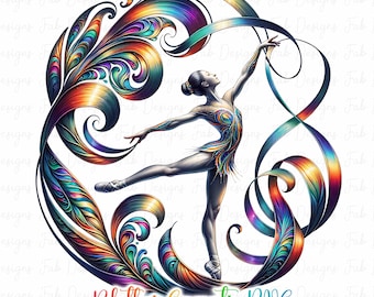 Iridescent Rhythmic Gymnastics PNG: Colorful Sublimation Design (Digital Download)