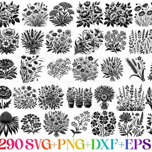 Wildflower SVG Bundle: 290 Floral Vector Cut Files (Digital Download)