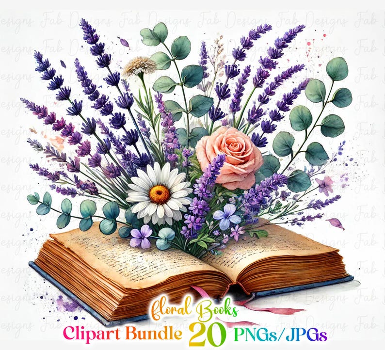 20 Floral Books Clipart PNG, Vintage Book PNG, Magical Floral Book Png ...
