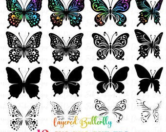 10 Floral Butterfly SVG, Butterfly Bundle SVG Files, Butterfly SVG, Butterfly Files for Cricut Butterfly Clipart Butterflies Svg Silhouette