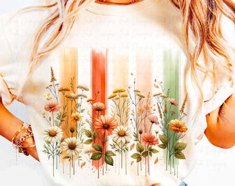 Spring Wildflowers png, Floral Brushstrokes Design, Spring Flowers, Summer png, Digital Download, PNG File, Sublimation and DTF Design