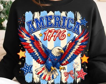 America Eagle Png, 4th Of july png, America 1776 Png, Preppy Patriotic Eagle Png, Fourth Of July Eagle Png, Patriotic Sublimation Png