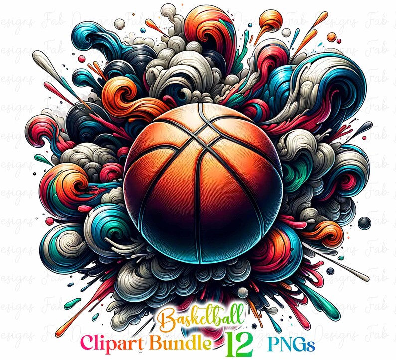Watercolor Basketball Clipart: Sports Sublimation PNG Bundle (12 PNG ...