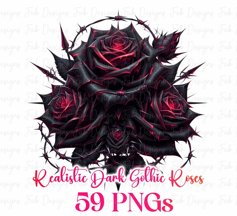 Dark Gothic Roses Clipart: 59 Floral PNG Images (digital Download) - Etsy