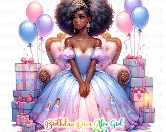 Bundle de clipart fille noire 26 anniversaire, graphiques fille à la mode, clipart fille afro, clipart fille denim, clipart belle fille, PNG fille noire