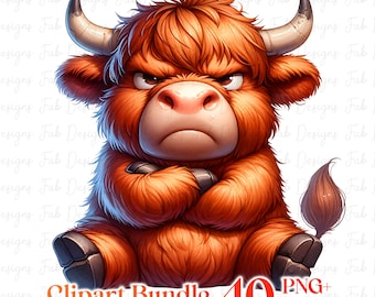 Watercolor Funny Angry Animals Clipart Bundle (PNG JPG) - Nursery Print