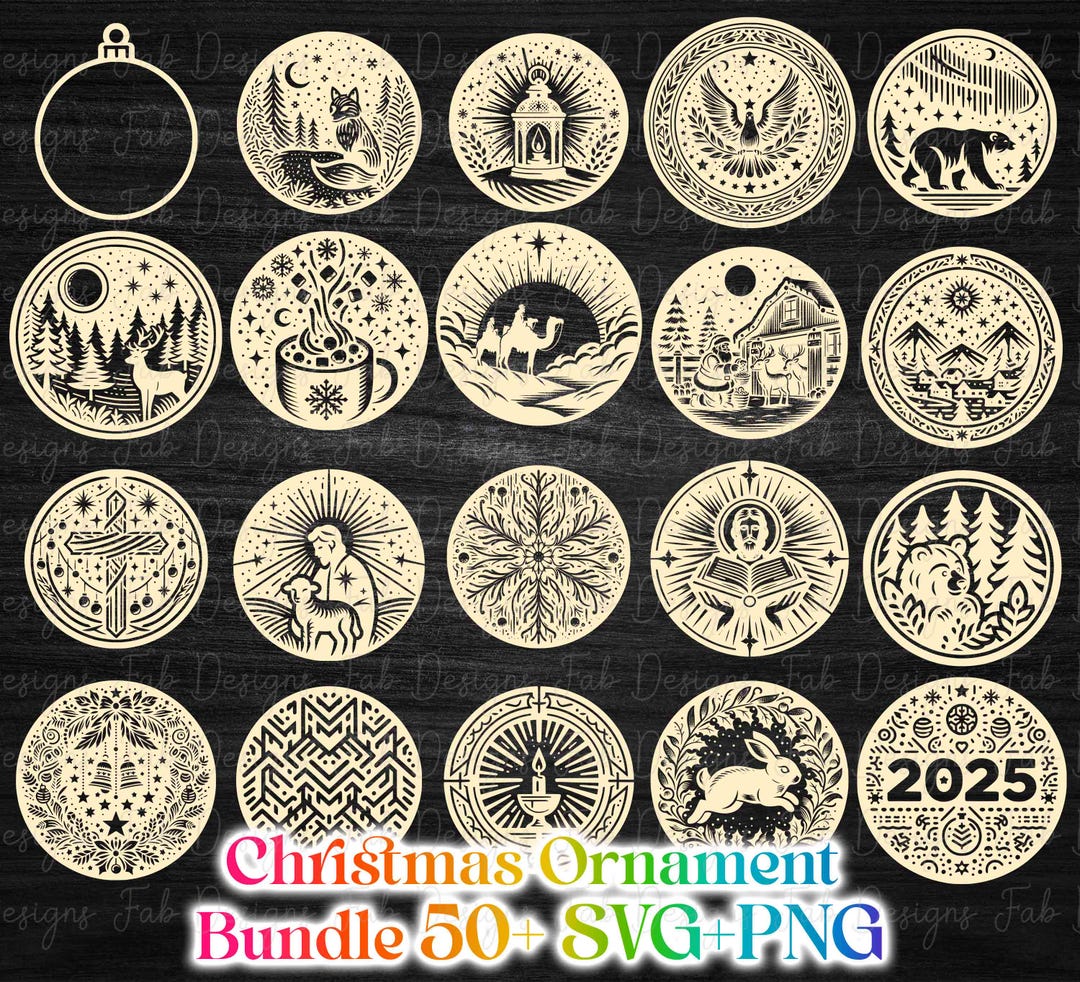 Christmas Ornament SVG Bundle: Laser Cut Tree Decorations (digital ...
