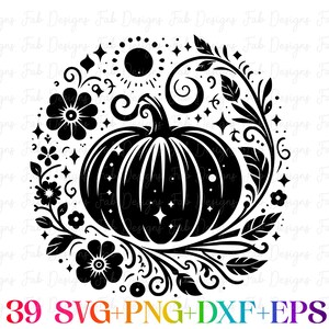 39 Halloween pumpa SVG-paket, Halloween svg, Thanksgiving, höst svg, png, svg-filer för Cricut, silhuett, sublimeringsdesign nedladdningar bild 6