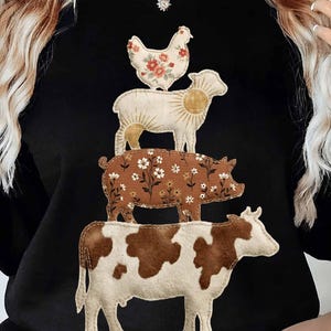 Western Cow Faux Patchwork png, Hen Pig Lamp png, Country Western Shirt Design, Farm Animal png, Western Animals png