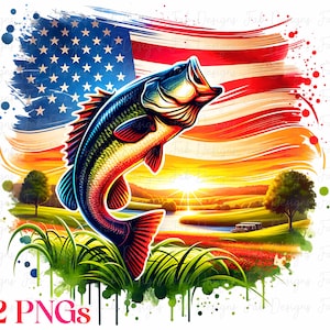 USA Fish Label PNG: Bass Angler Camo Design (Digital Download)