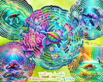 5 Sea Turtle Wind Spinner PNG, Colorful Wind Spinner Sublimation Design, Calf Windspinner Sublimation Template PNG, Png for Wind Spinners