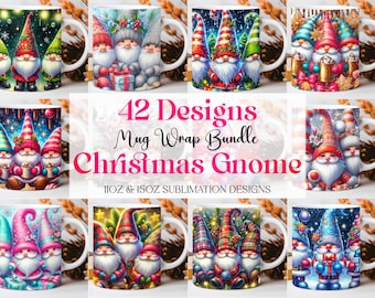 Gnomes Christmas Mug Wrap Bundle: Sublimation Designs (Digital Download)
