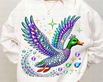 Rhinestone Mallard Duck Flying PNG: Hunting Shirt Design (Digital Download)