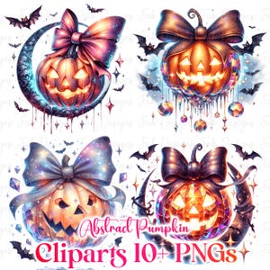 Lot de 10 cliparts citrouille d'Halloween aquarelle, Abtsarct citrouille clipart Png, automne automne citrouille Halloween Clipart, clipart citrouille png